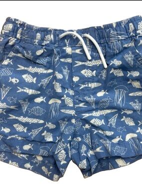 Boys Janie & Jack Ocean Fish Print Linen Shorts